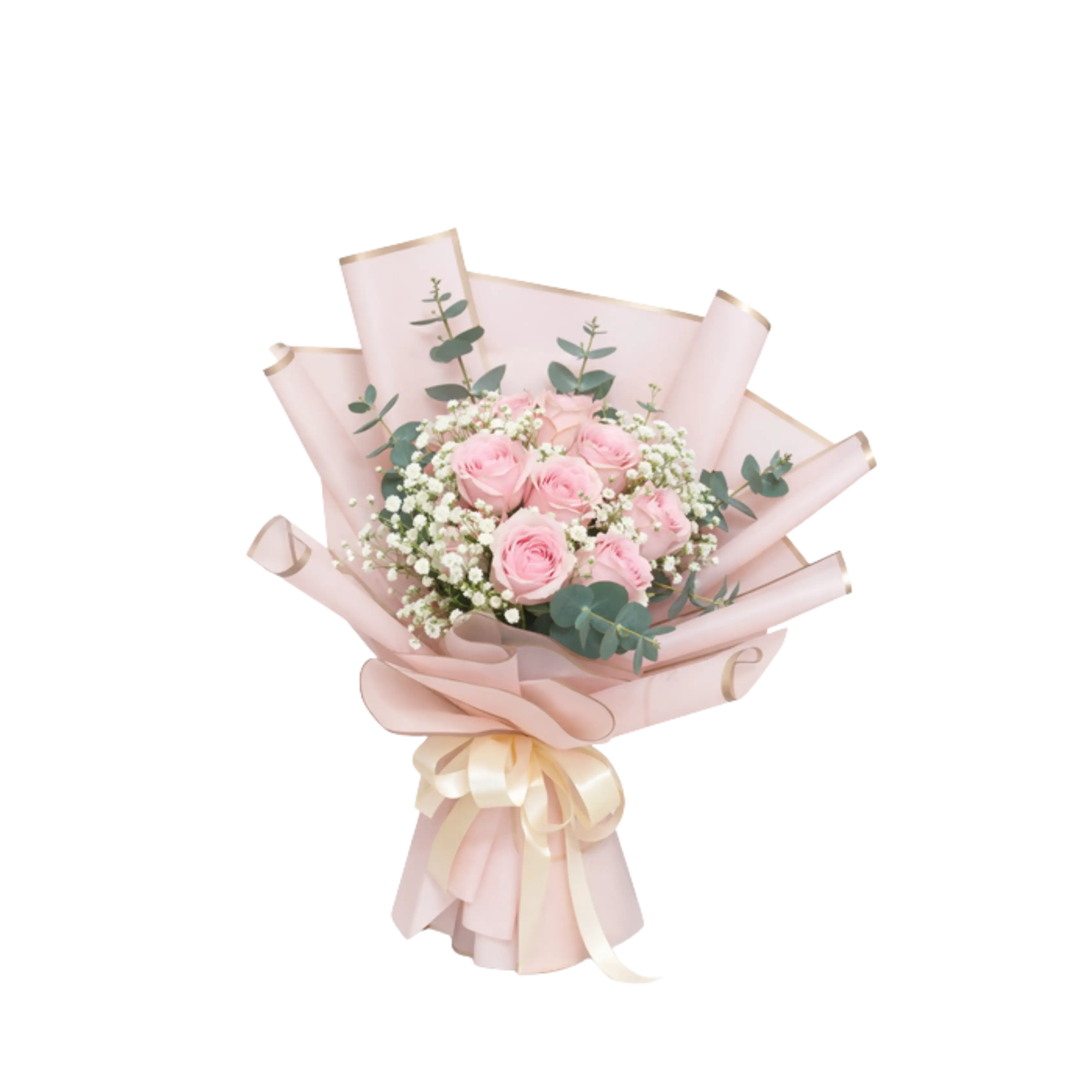 Buket Mawar Pink Eucalyptus — Lunox Florist