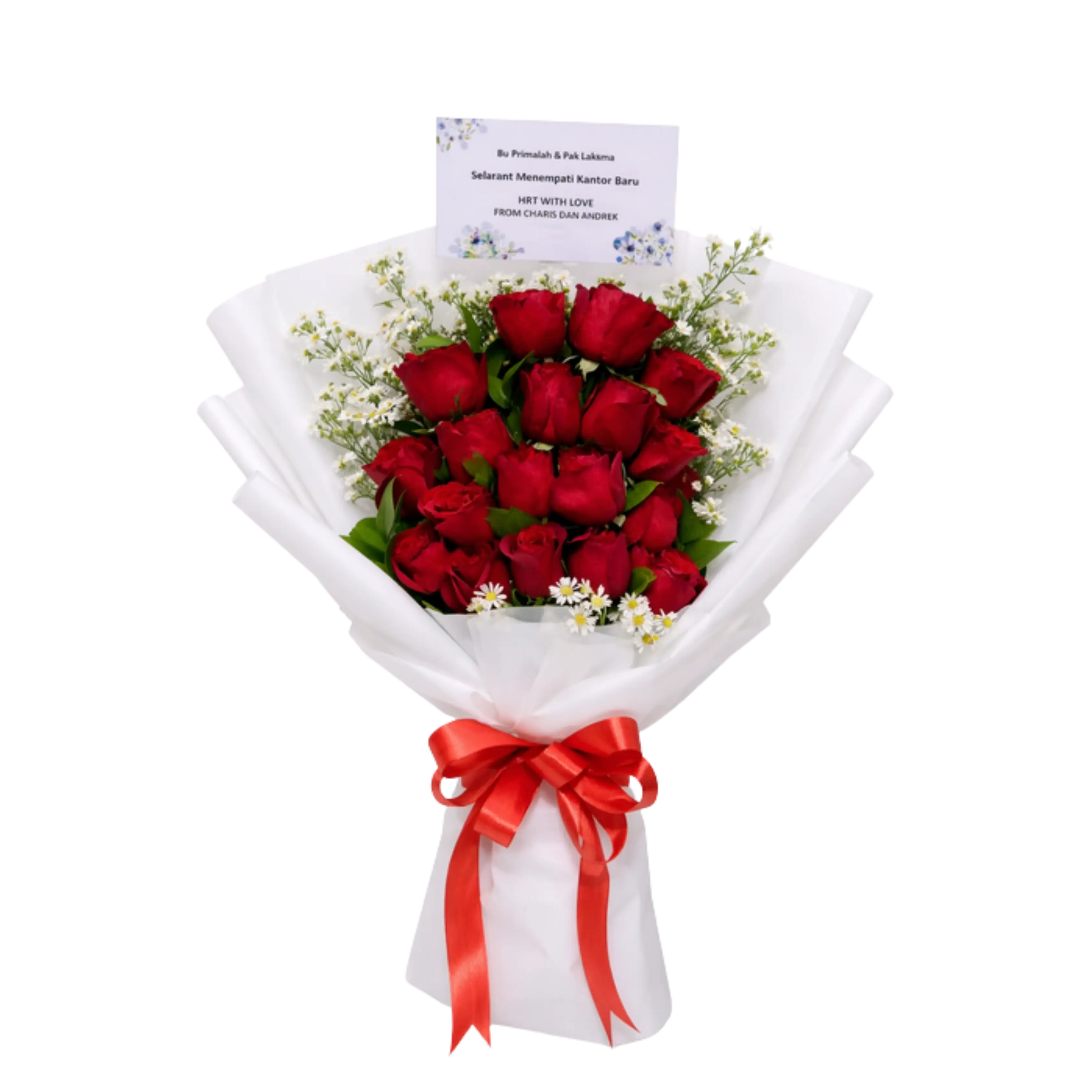 Buket Mawar Merah Kartu Ucapan — Lunox Florist