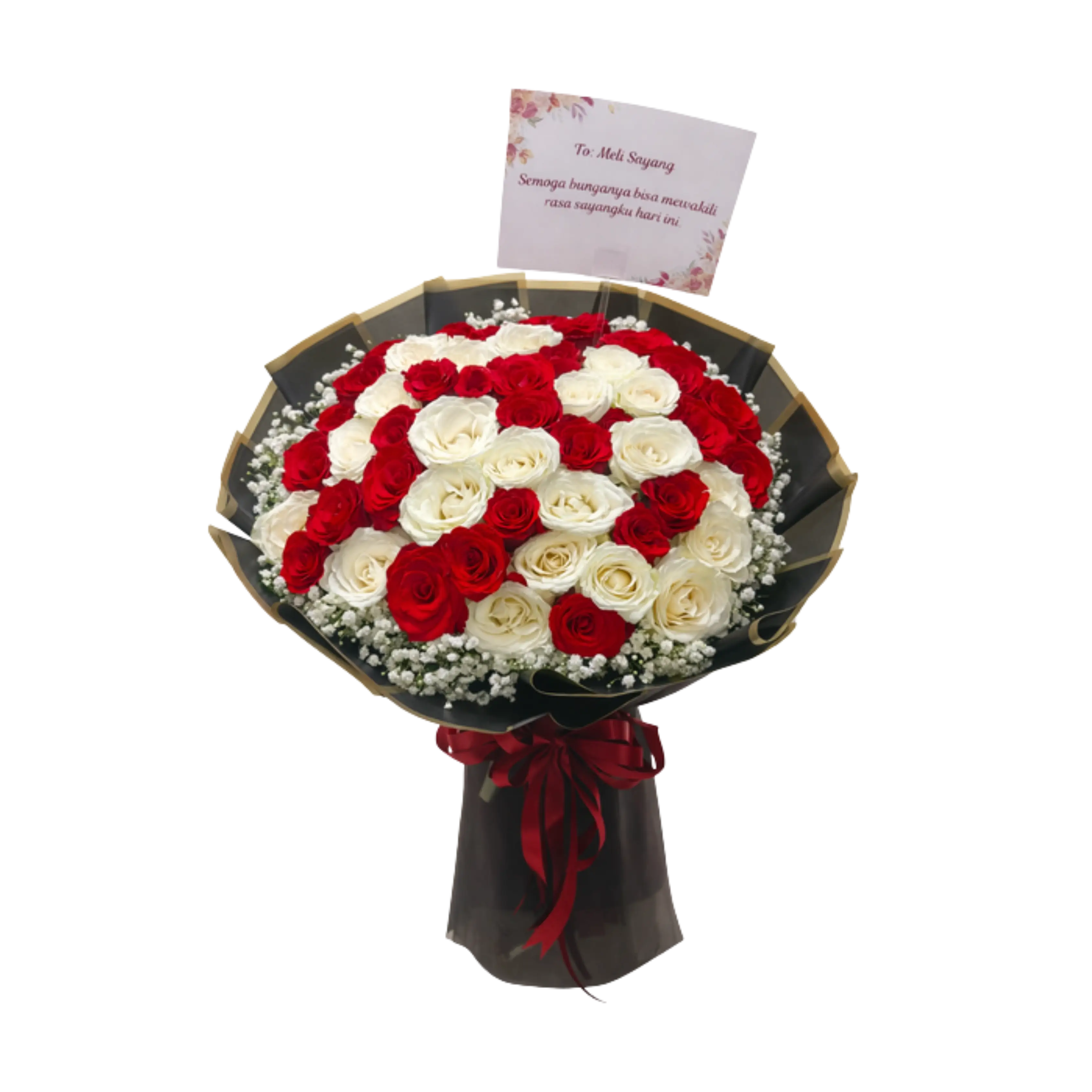 Buket Mawar Merah Putih Mewah — Lunox Florist