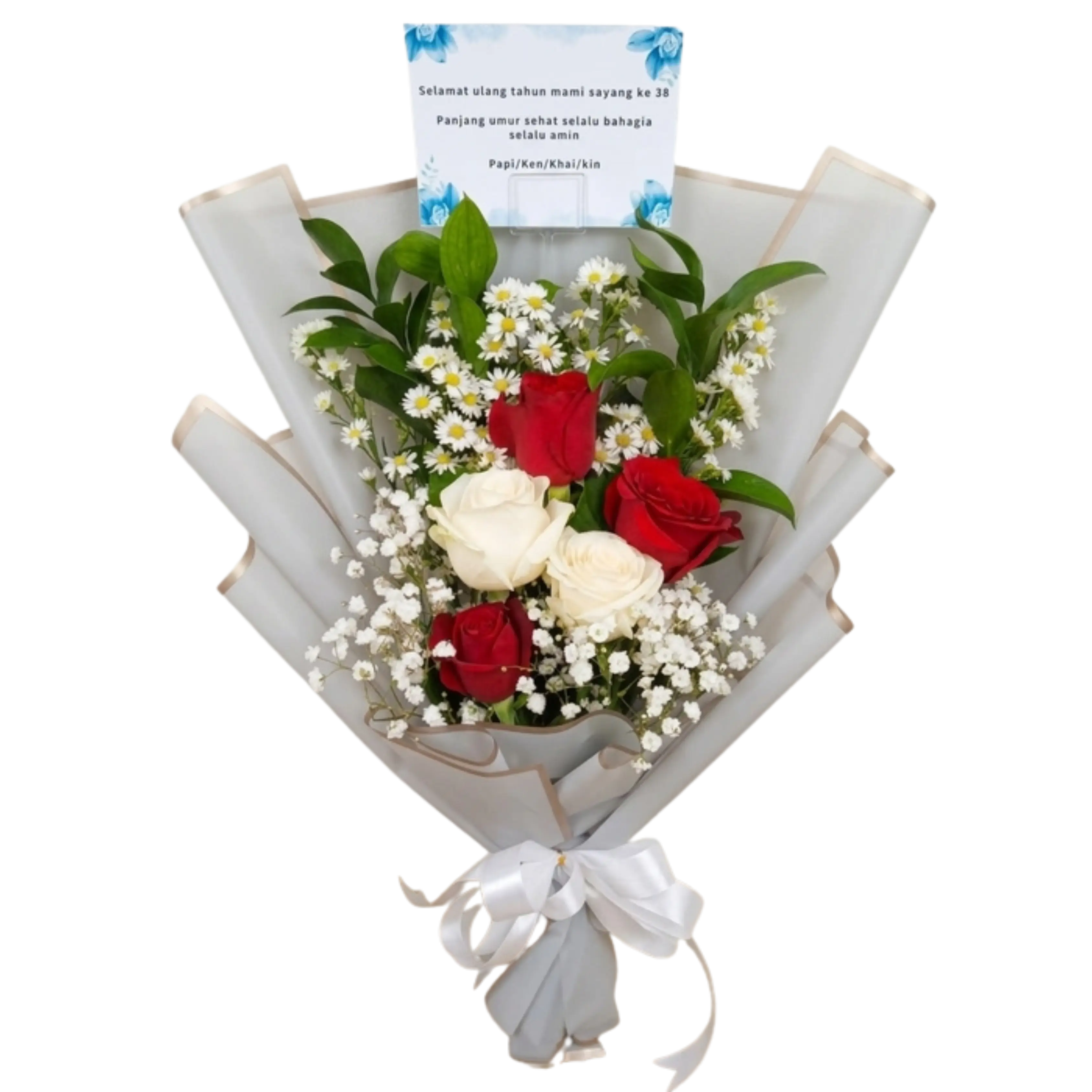 Buket Bunga Mawar Merah Putih Elegan — Lunox Florist