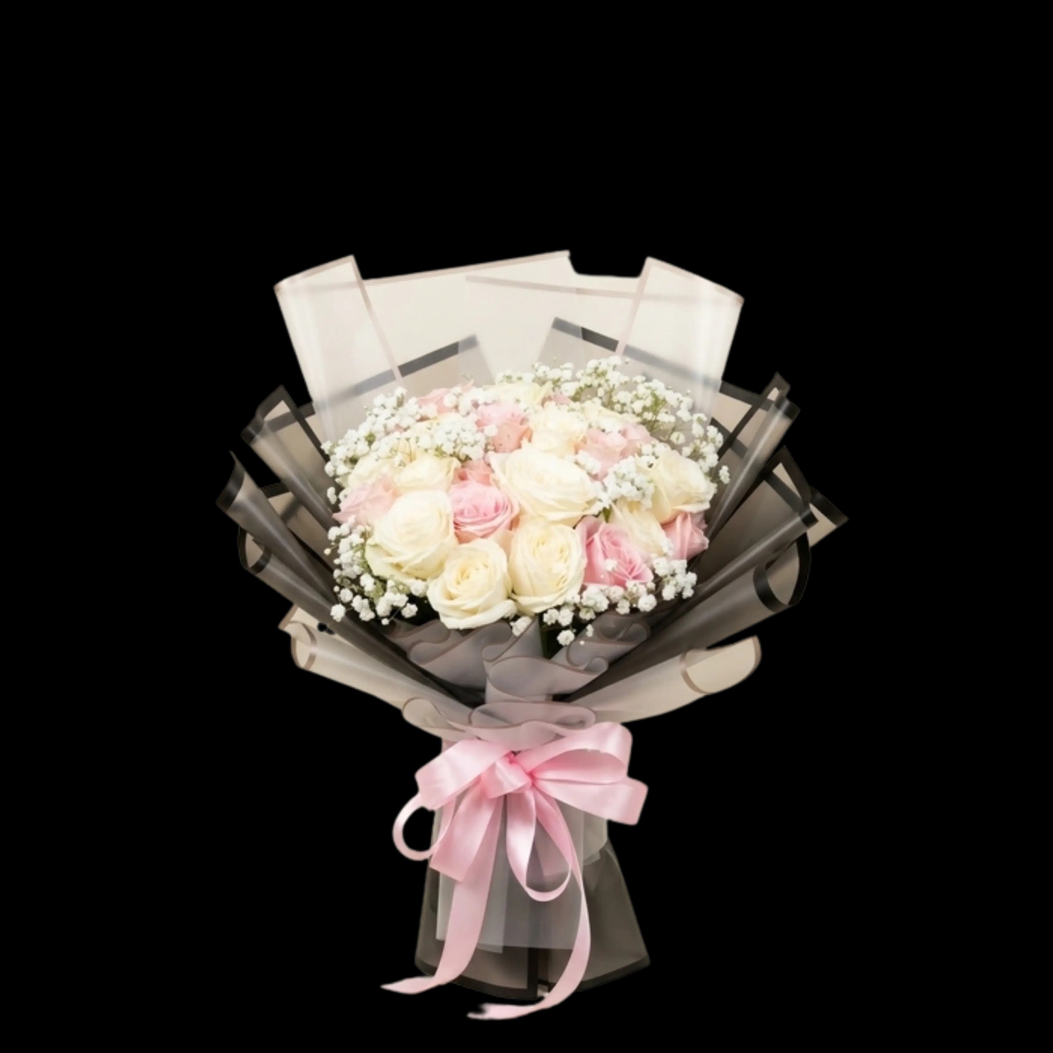 Buket Mawar Pastel Ivory Pink — Lunox Florist