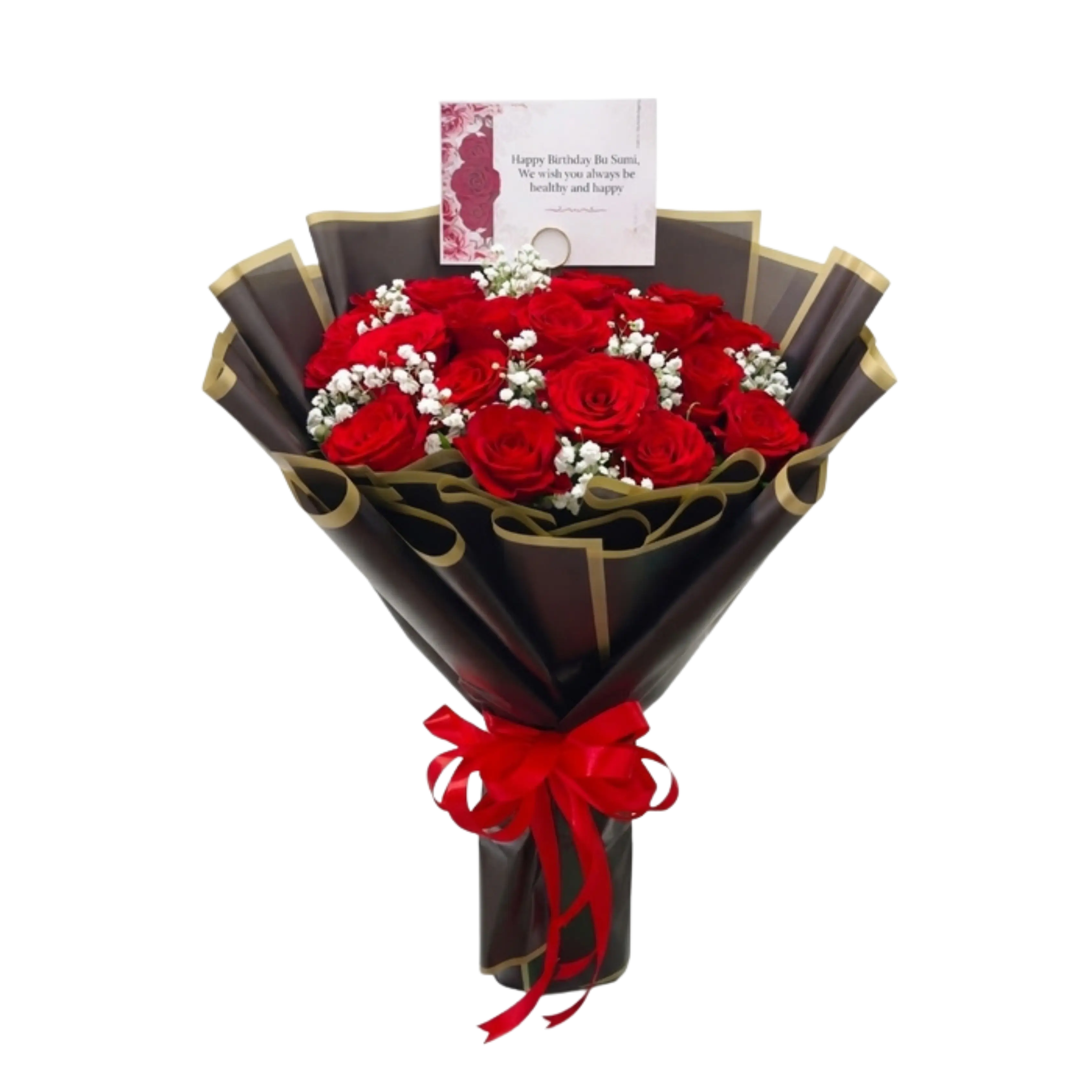 Buket Mawar Merah Mewah Black Gold — Lunox Florist