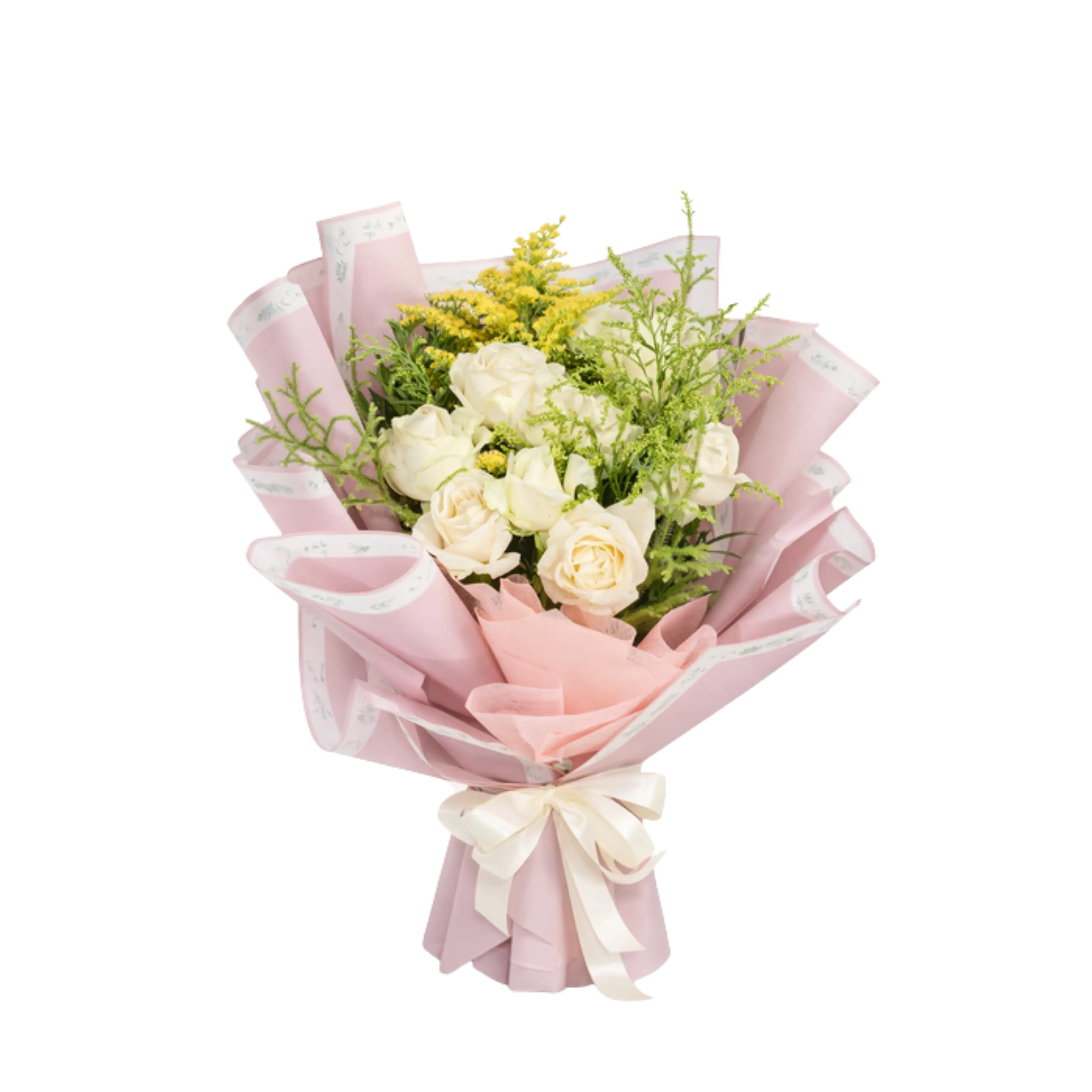 Buket Mawar Putih Pink Cream — Lunox Florist