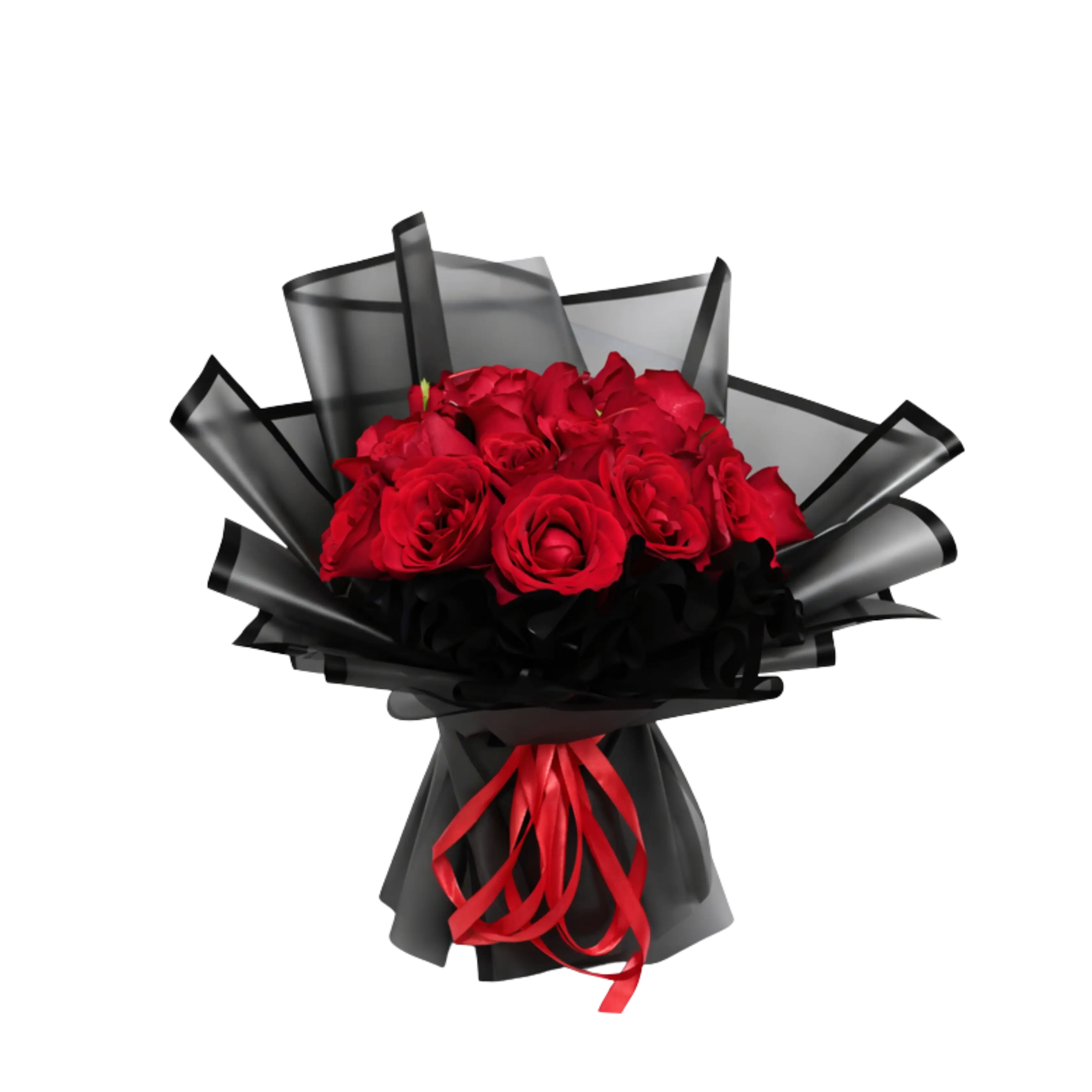 Buket Mawar Merah Hitam Glossy — Lunox Florist