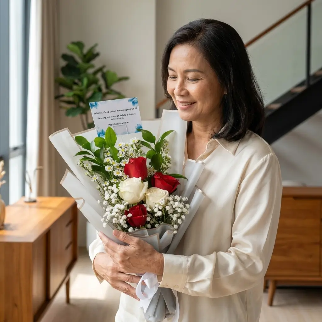 Buket Bunga Mawar Merah Putih Elegan — varian ke-3 dari Lunox Florist