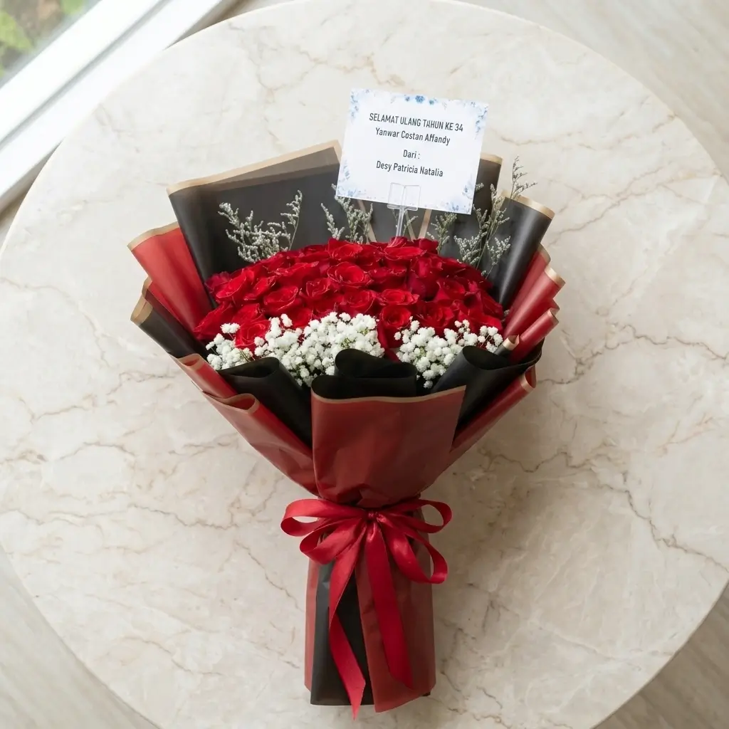 Buket Mawar Merah Besar Premium — varian ke-3 dari Lunox Florist