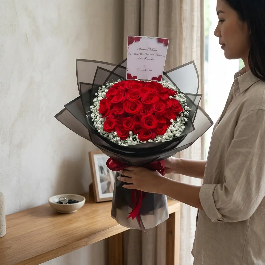 Buket Mawar Merah Bentuk Hati — varian ke-2 dari Lunox Florist