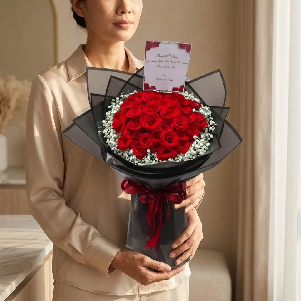 Buket Mawar Merah Bentuk Hati — varian ke-3 dari Lunox Florist