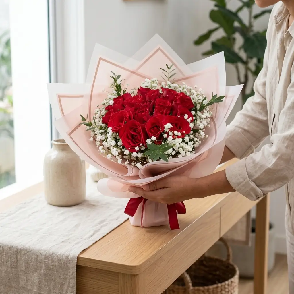 Buket Mawar Merah Pink Romantic — varian ke-3 dari Lunox Florist