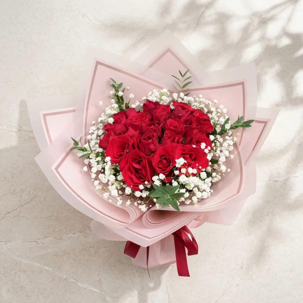 Buket Mawar Merah Pink Romantic — varian ke-5 dari Lunox Florist