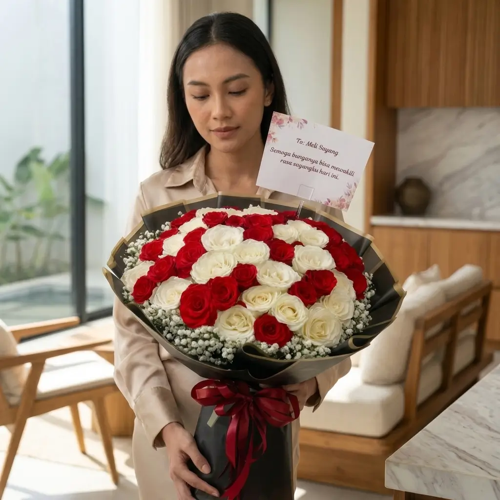 Buket Mawar Merah Putih Mewah — varian ke-2 dari Lunox Florist