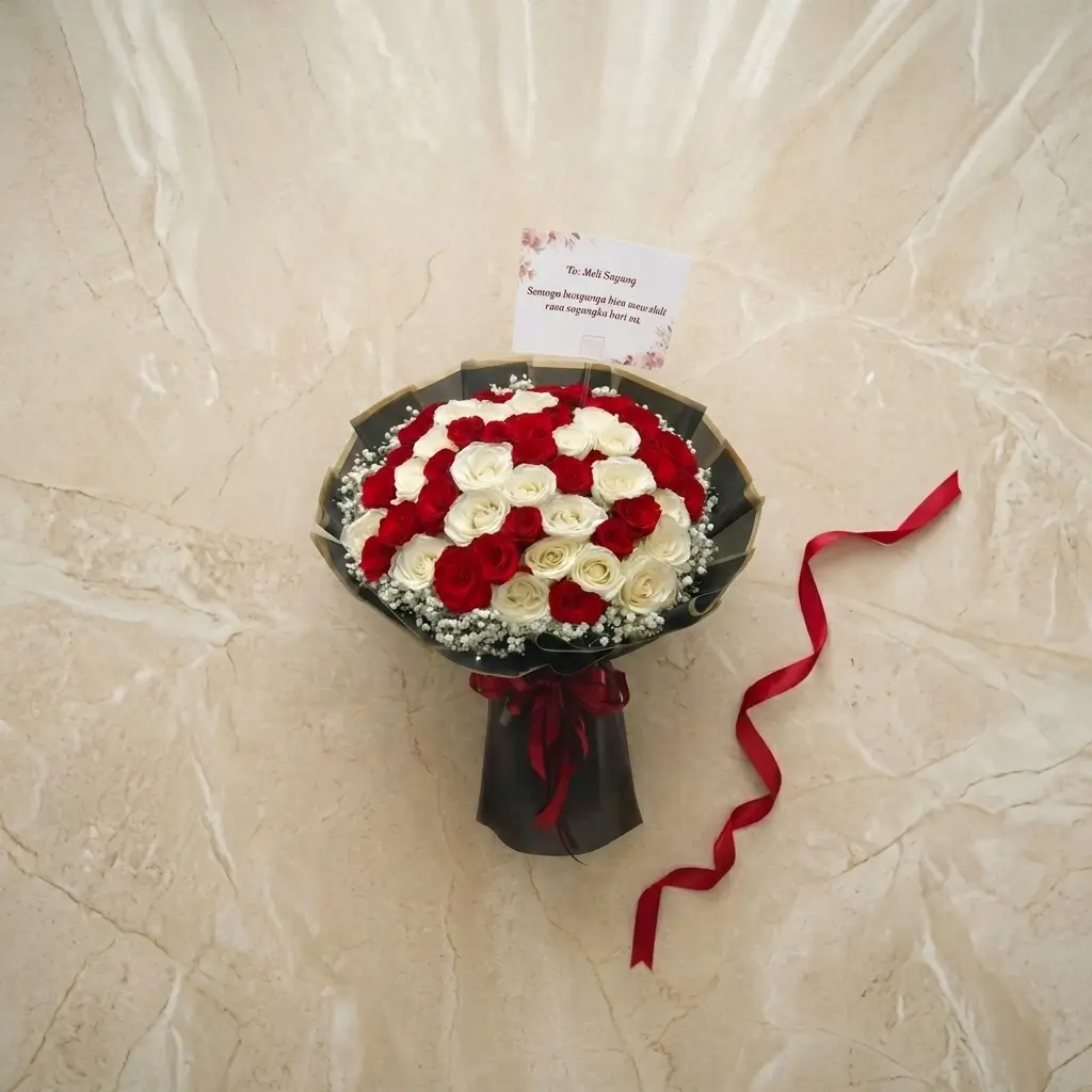 Buket Mawar Merah Putih Mewah — varian ke-3 dari Lunox Florist