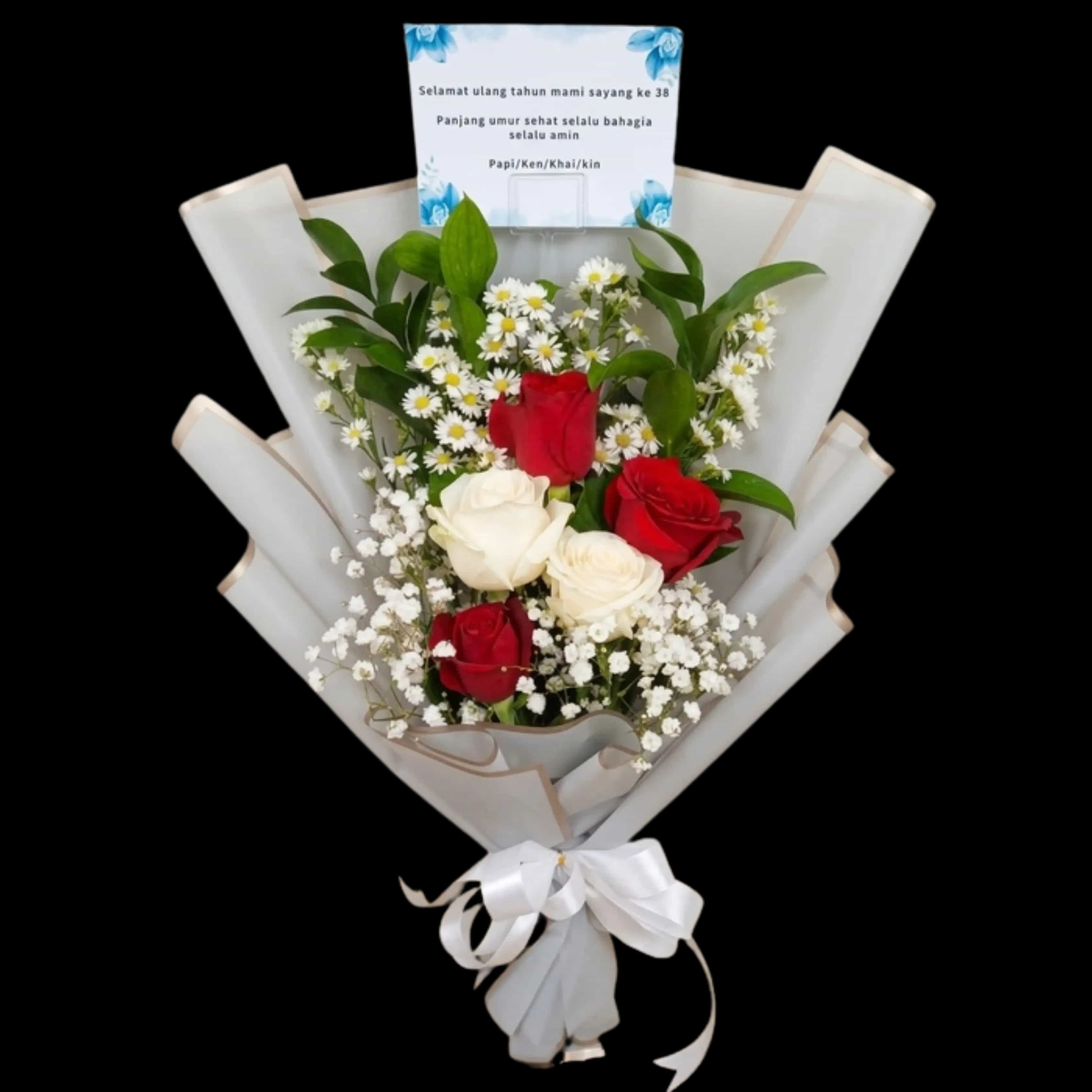 Buket Bunga Mawar Merah Putih Elegan — Lunox Florist