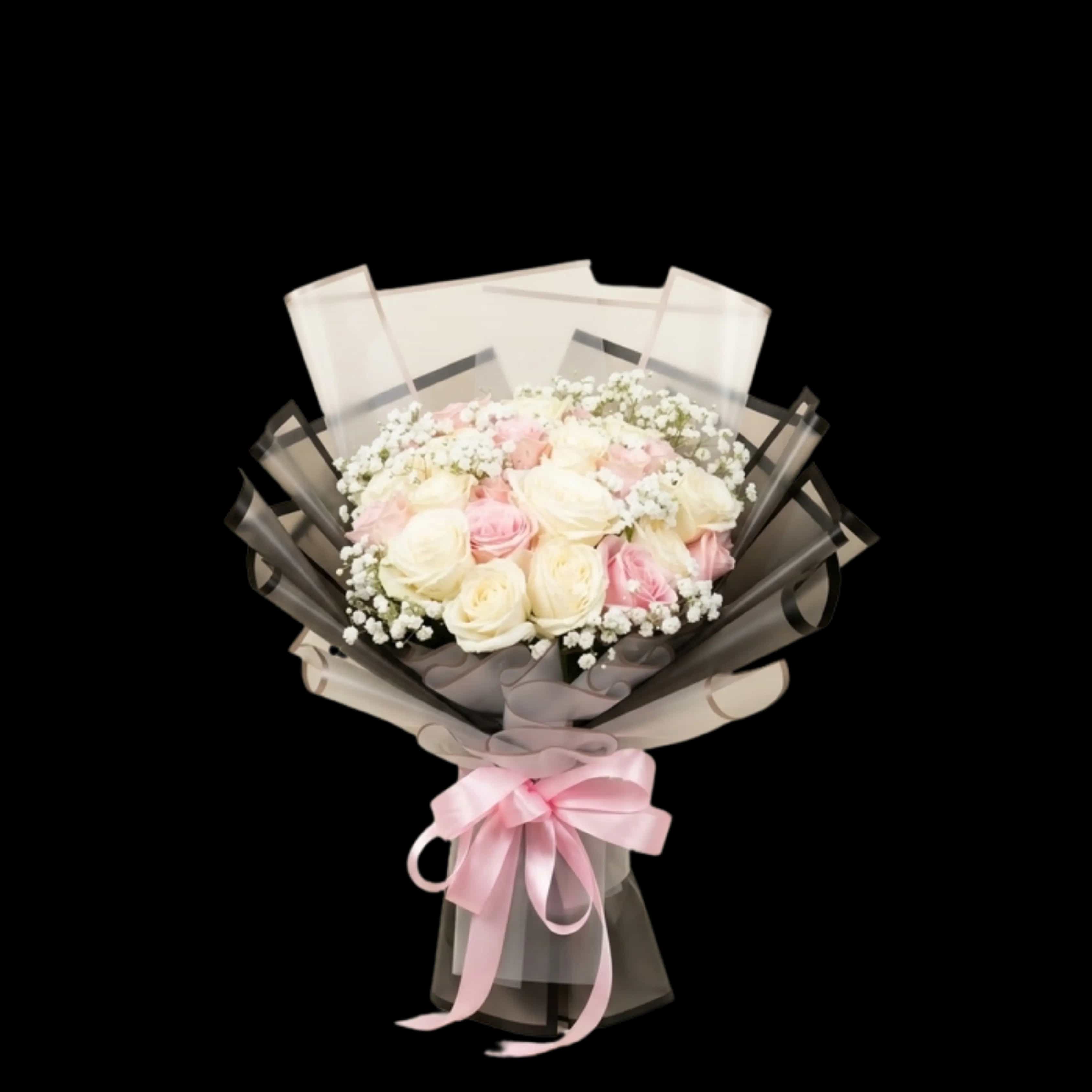 Buket Mawar Pastel Ivory Pink — Lunox Florist