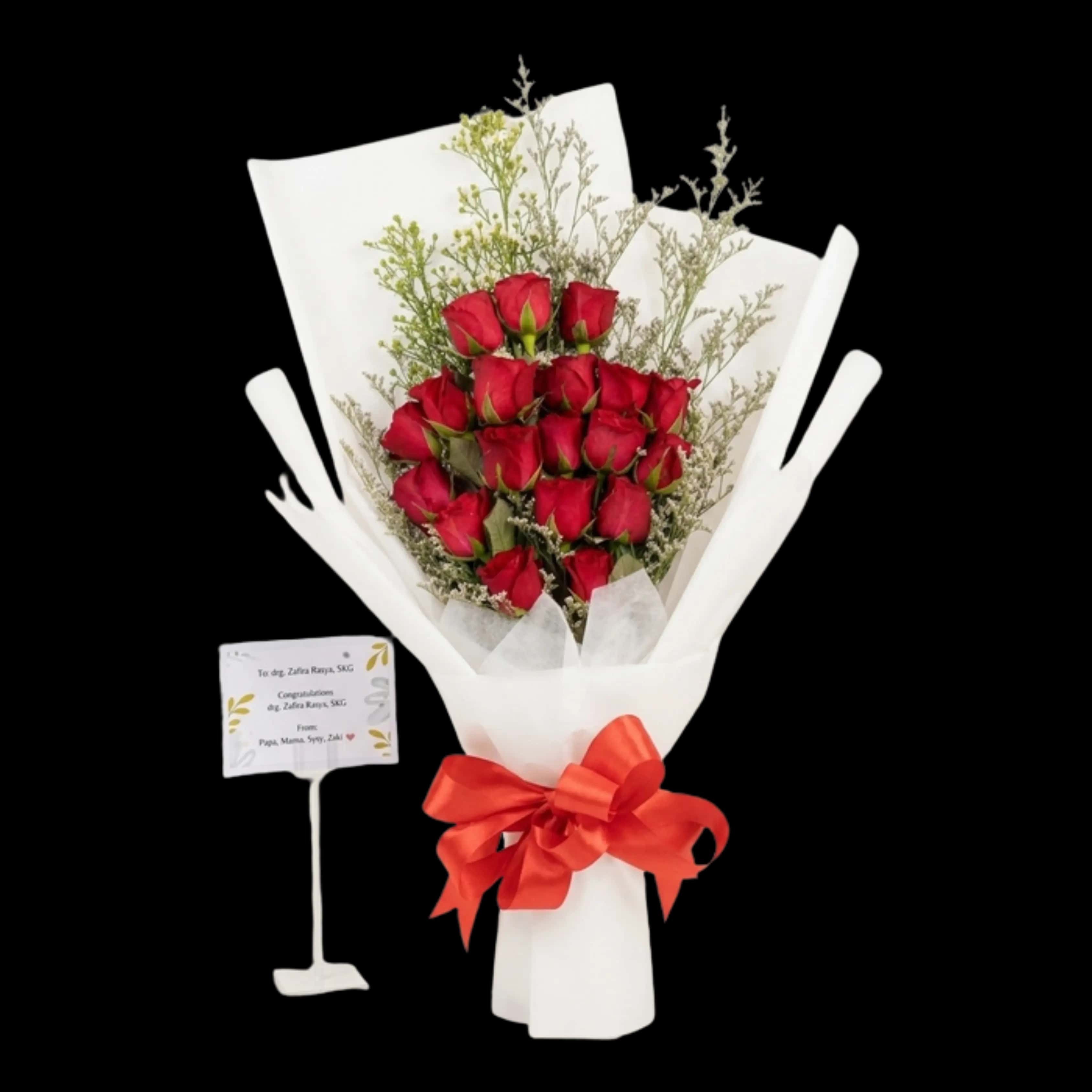Buket Kuncup Mawar Merah Simple — Lunox Florist