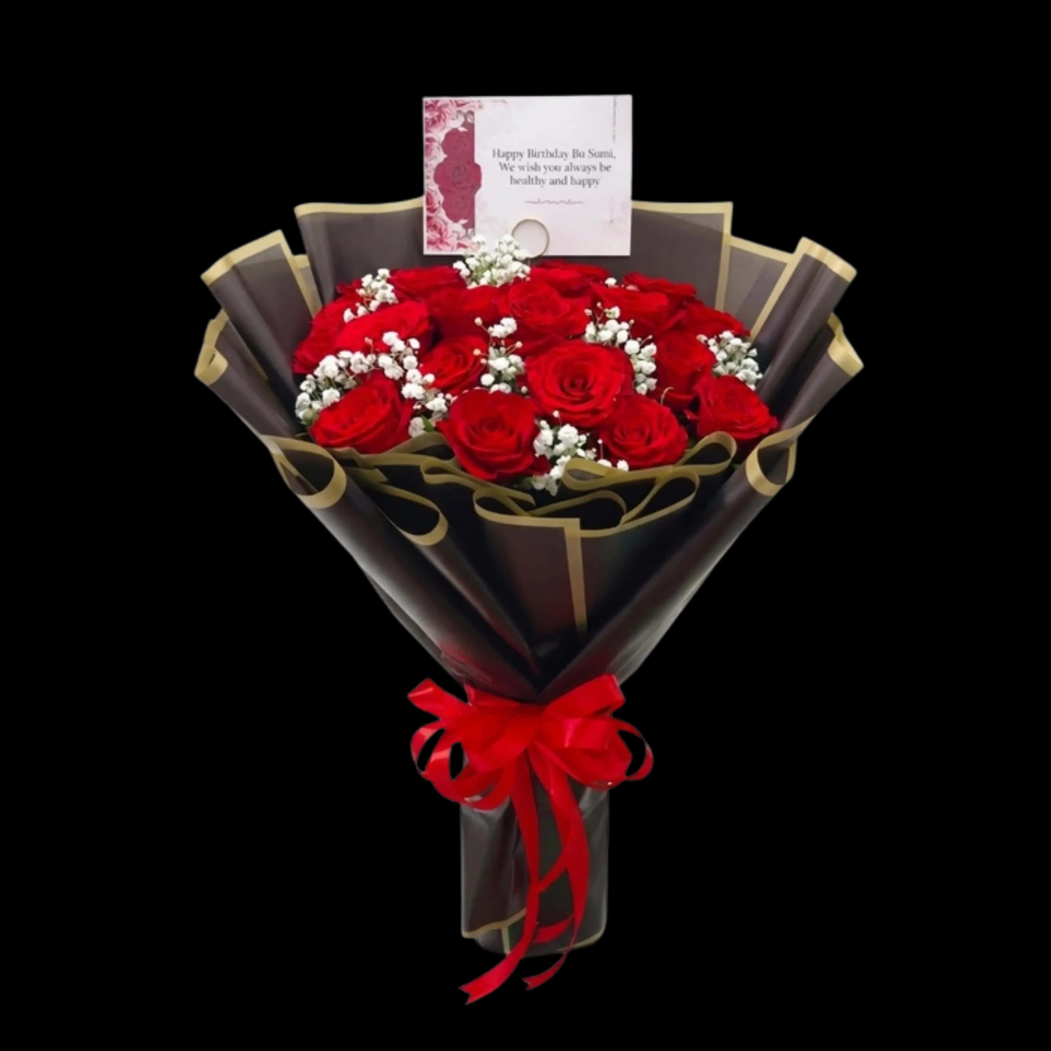 Buket Mawar Merah Mewah Black Gold — Lunox Florist