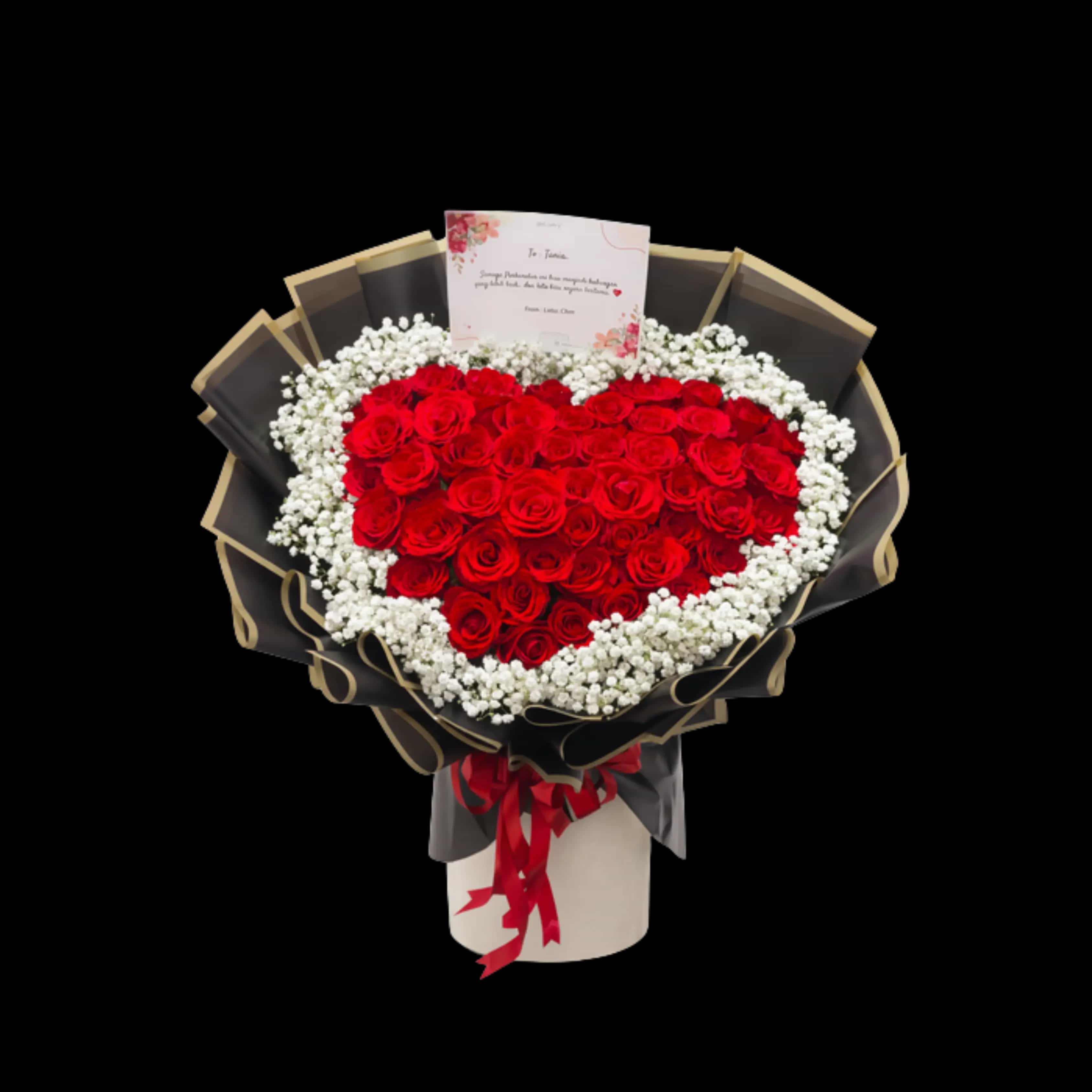 Buket Mawar Merah Bentuk Hati — Lunox Florist