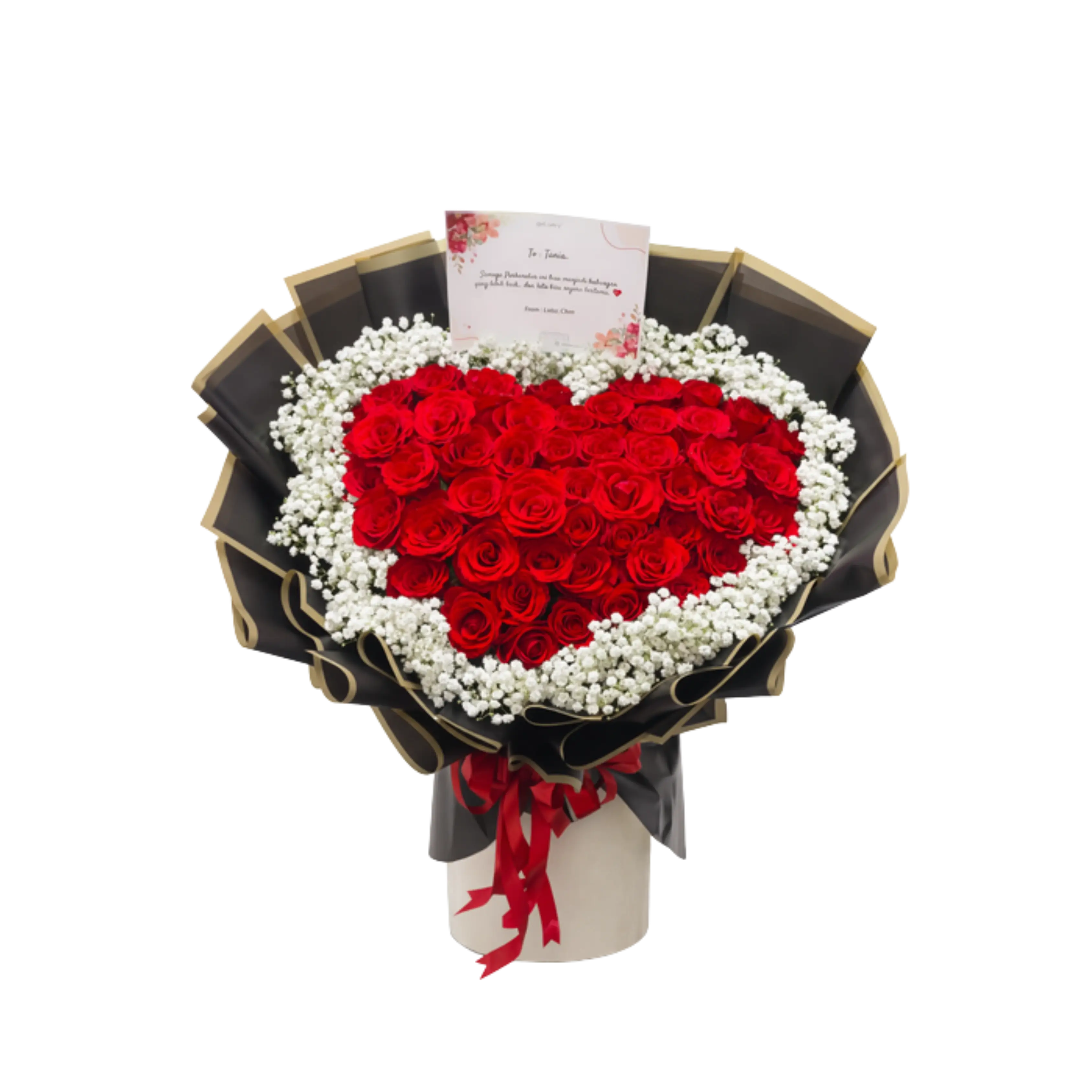Buket Mawar Merah Bentuk Hati — Lunox Florist