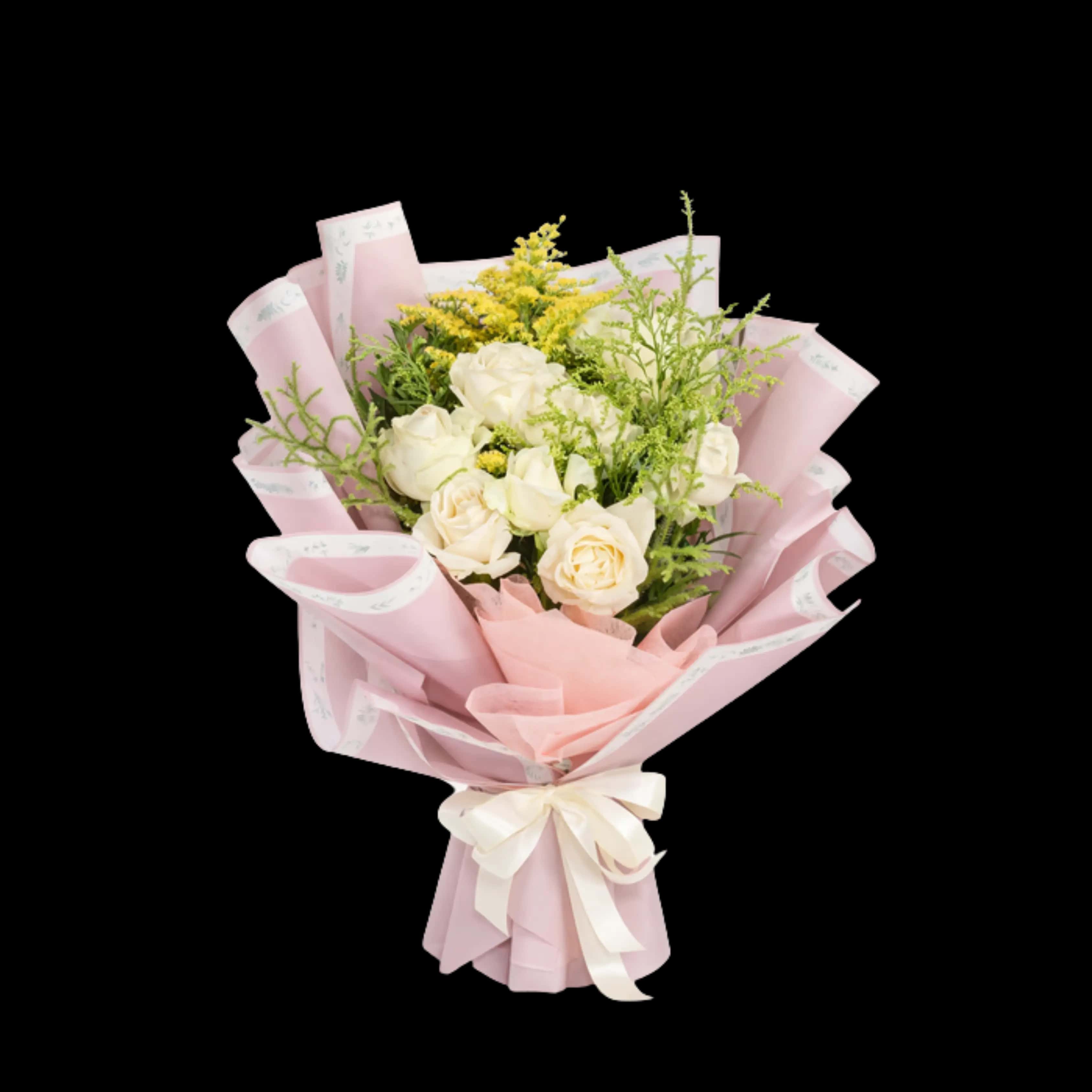 Buket Mawar Putih Pink Cream — Lunox Florist