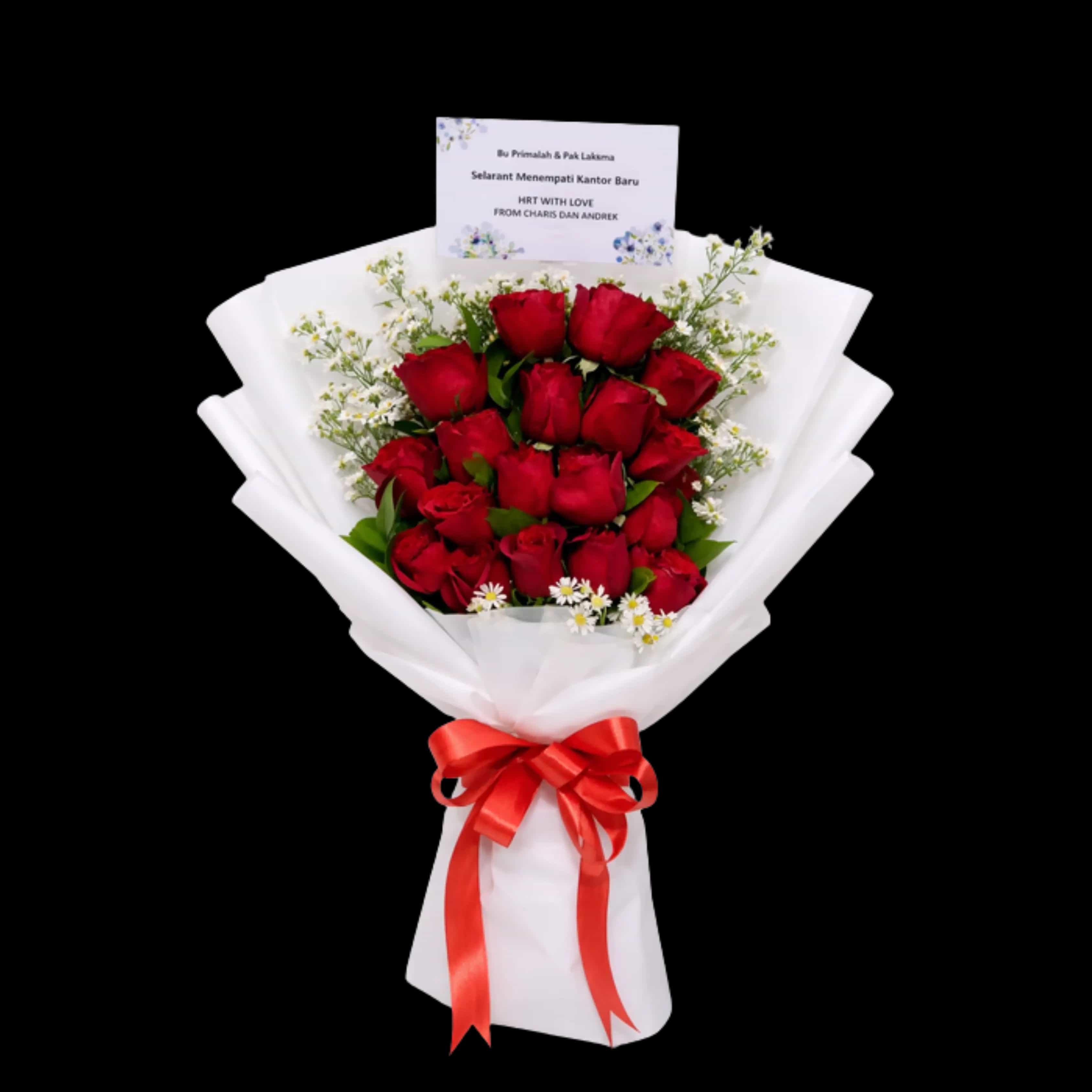 Buket Mawar Merah Kartu Ucapan — Lunox Florist