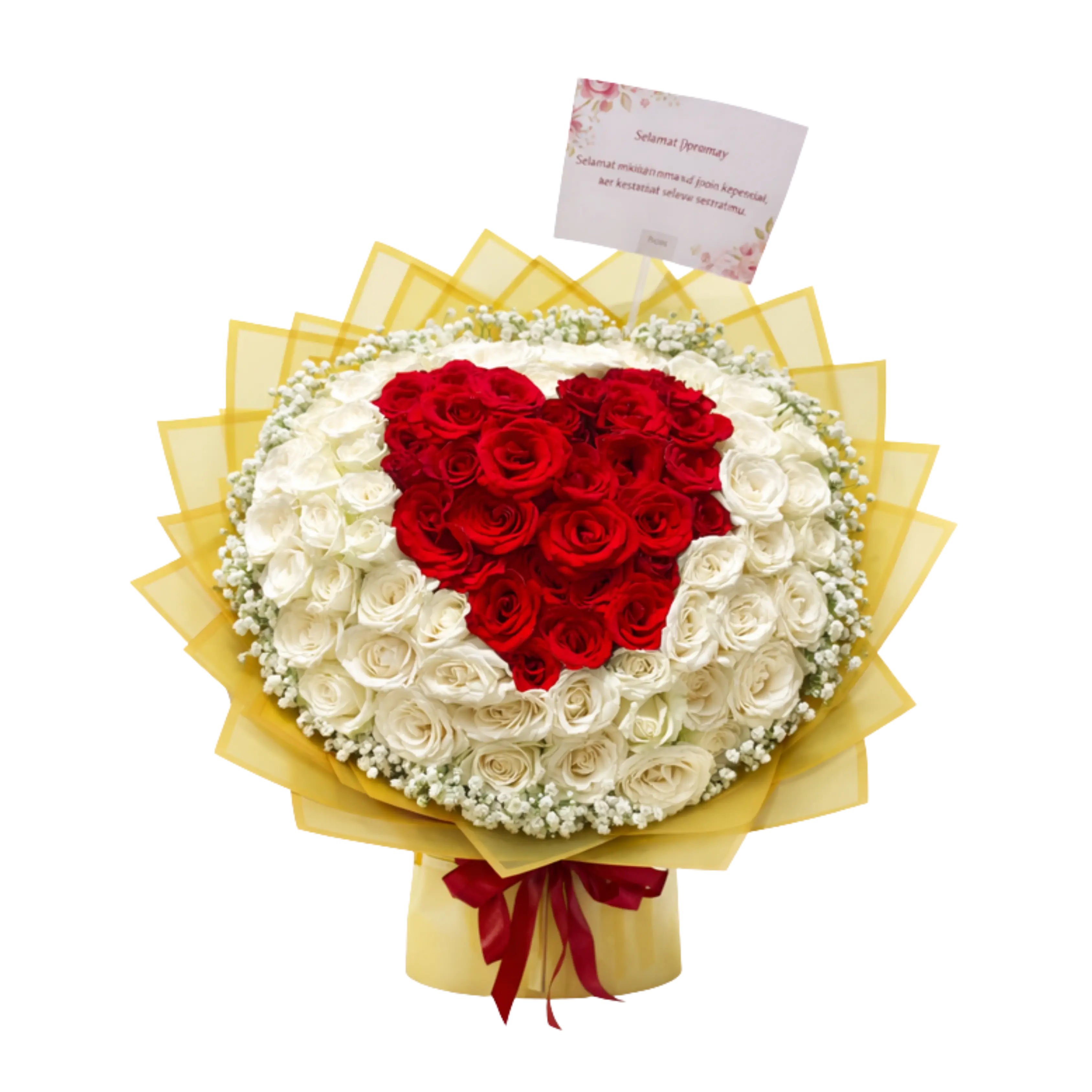 Buket Mawar Merah Putih Bentuk Hati — Lunox Florist