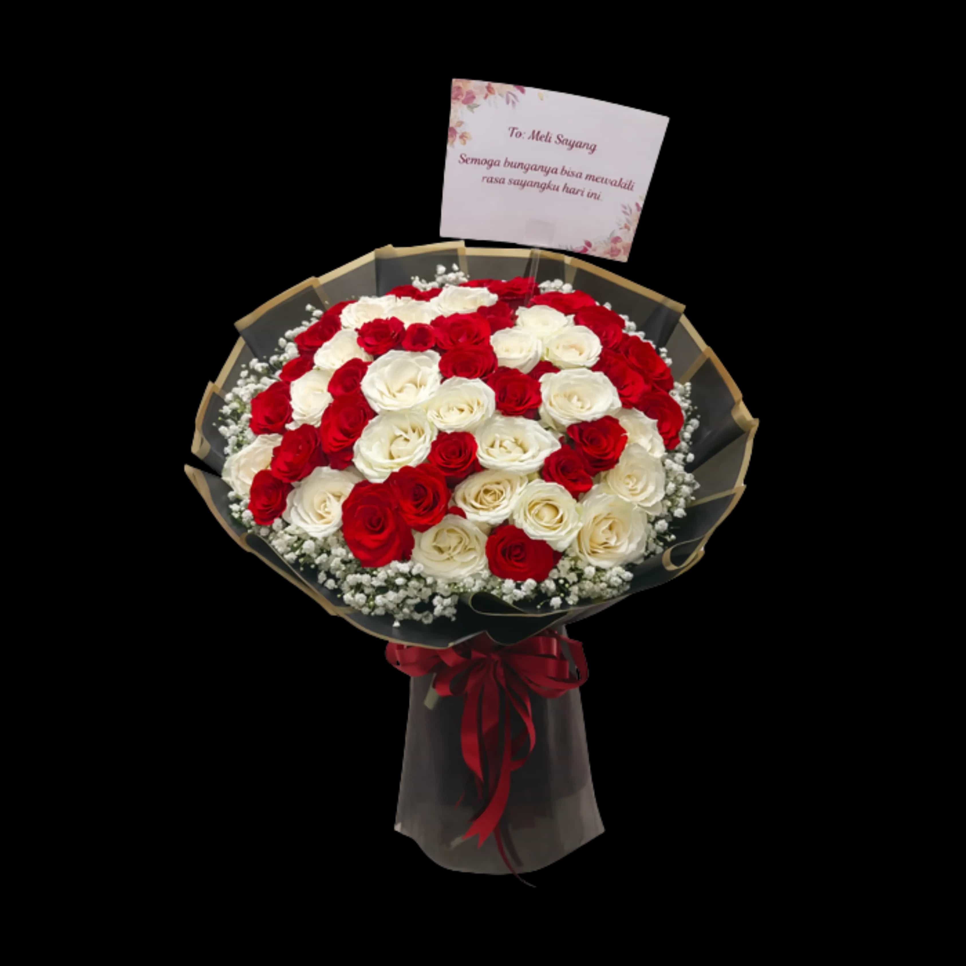 Buket Mawar Merah Putih Mewah — Lunox Florist