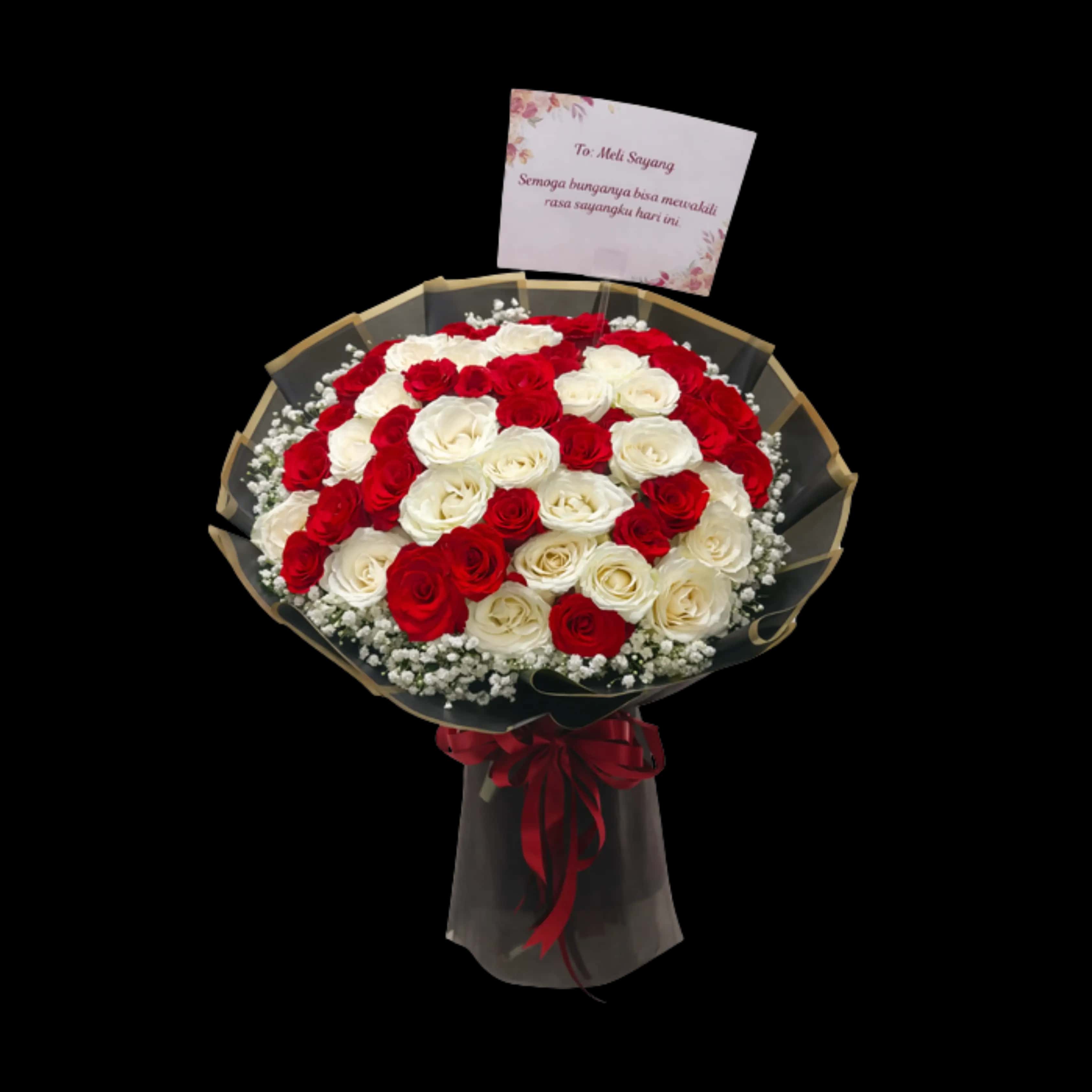 Buket Mawar Merah Putih Mewah — Lunox Florist