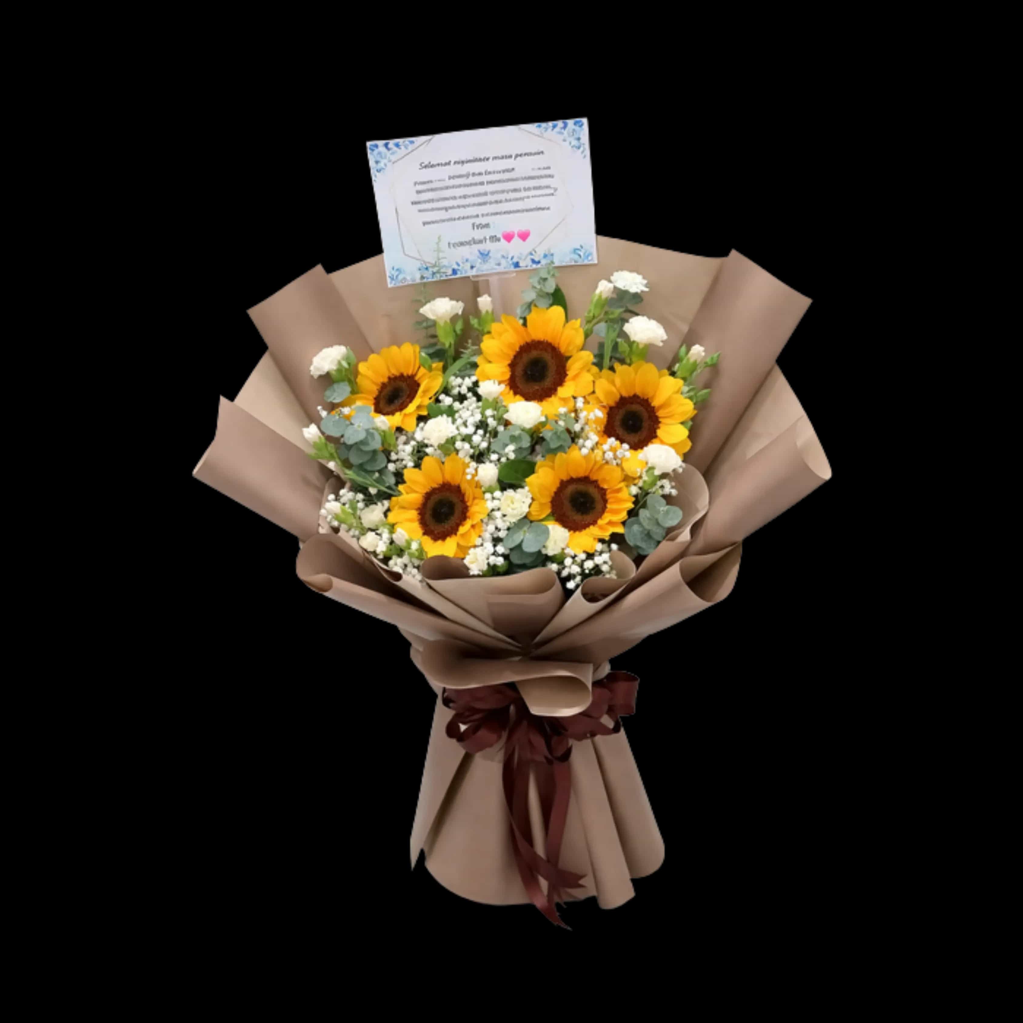 Buket Bunga Matahari Cokelat — Lunox Florist