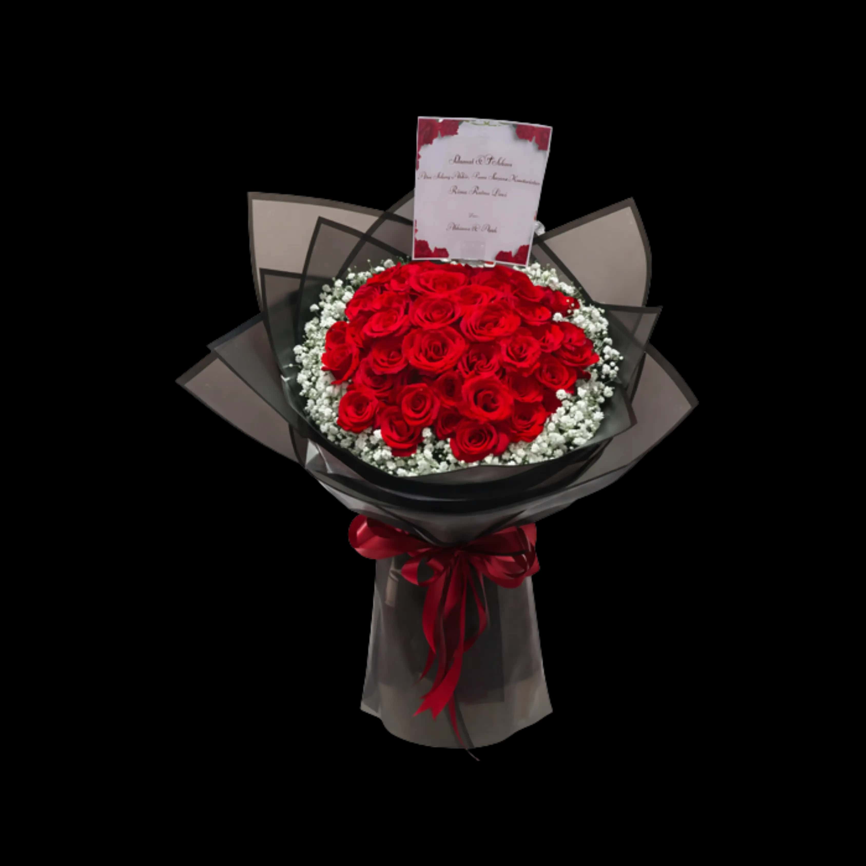 Buket Mawar Merah Besar Baby Breath — Lunox Florist