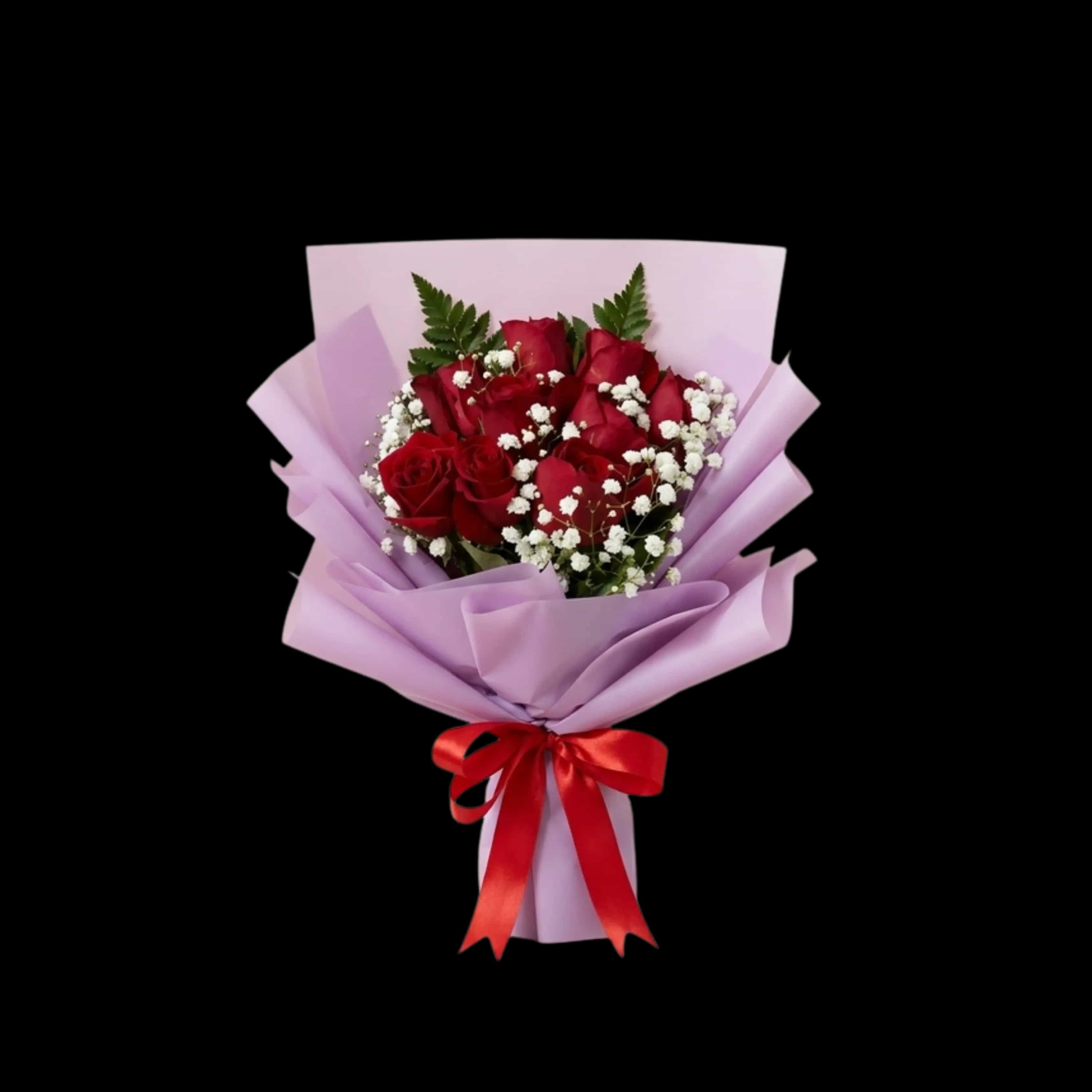 Buket Mawar Merah Lavender Romantic — Lunox Florist