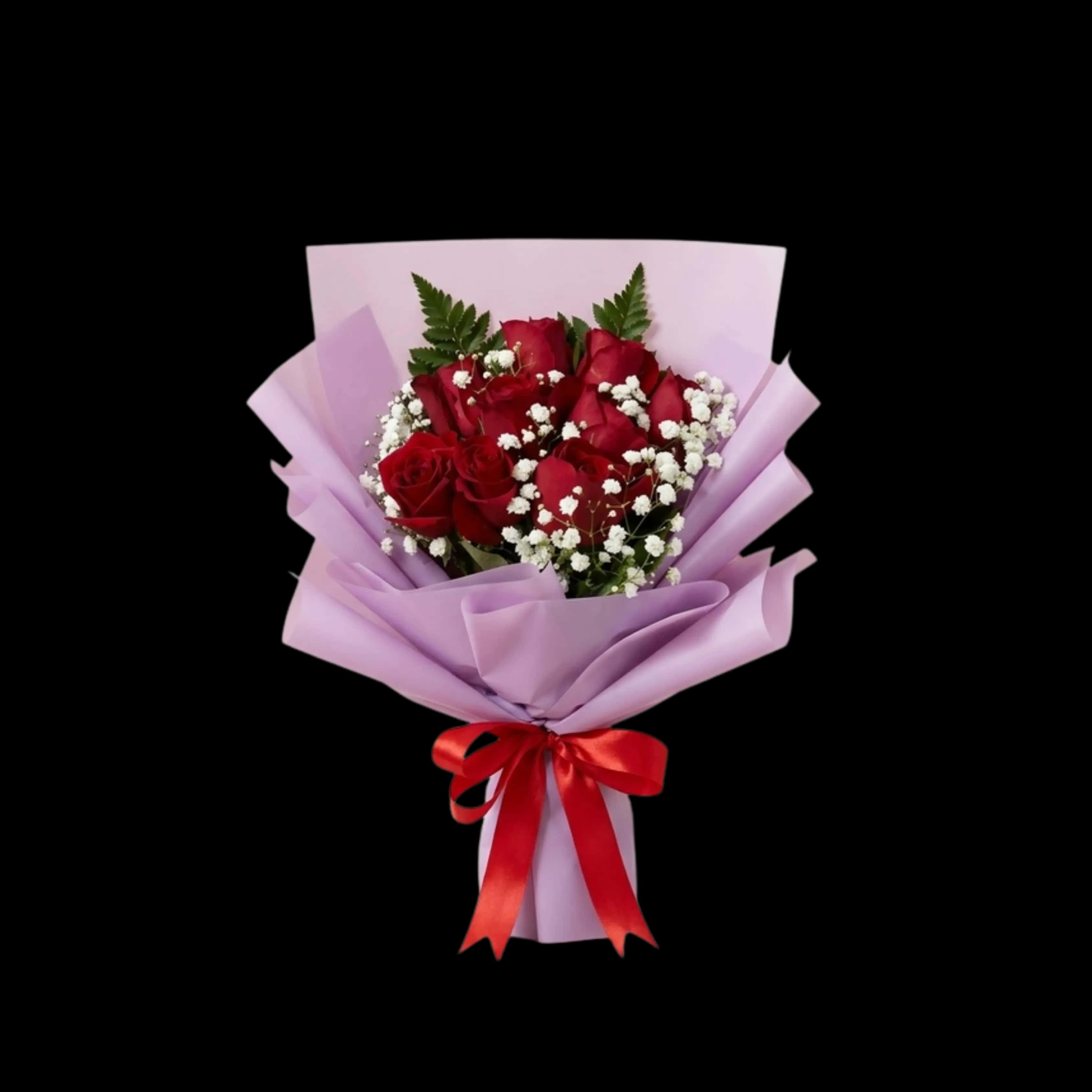 Buket Mawar Merah Lavender Romantic — Lunox Florist