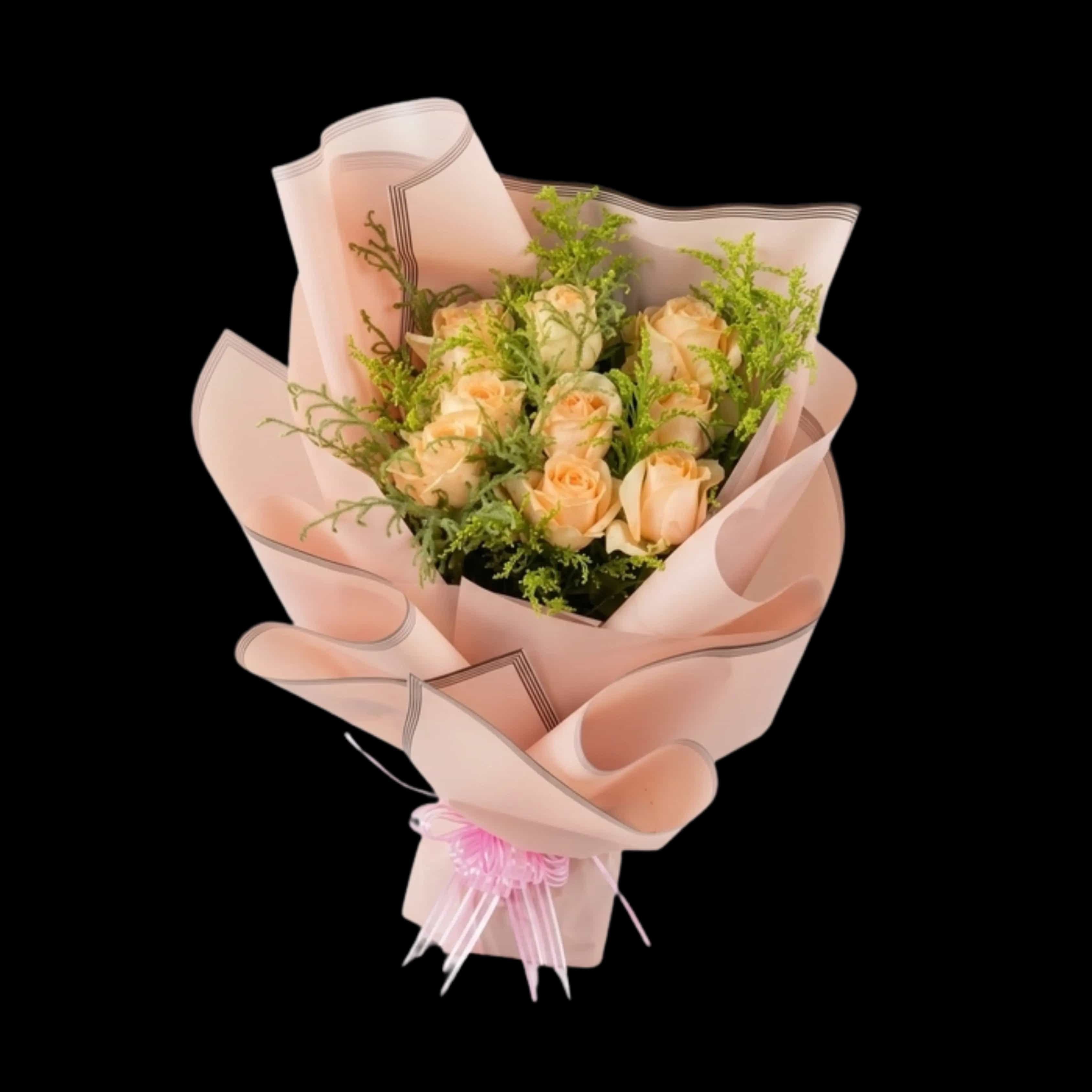 Buket Mawar Peach Blush Elegan — Lunox Florist